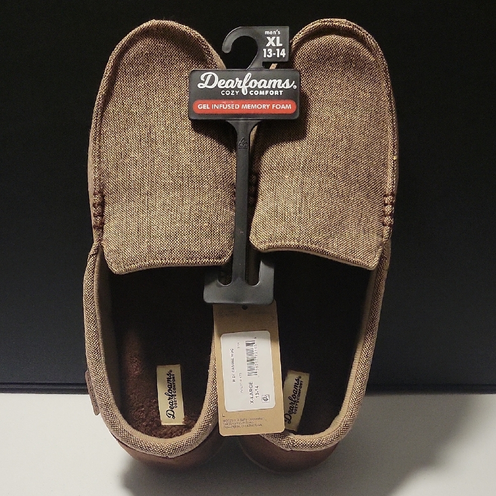Dearfoams Men's Tan Slippers  B4